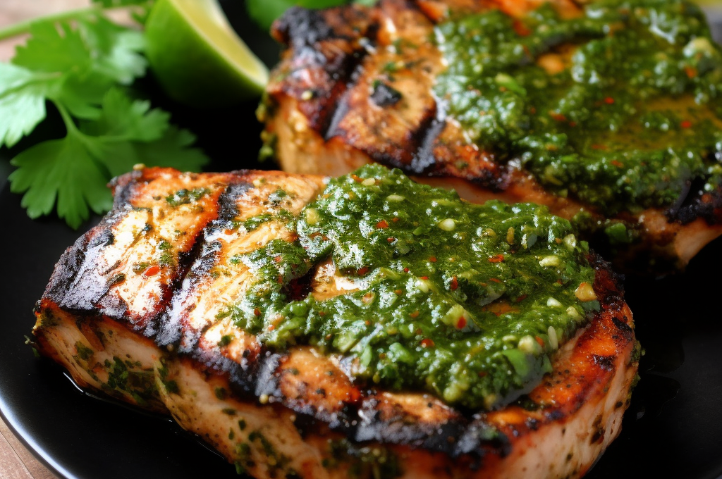 Ancho Chile Lime Grilled Swordfish Steaks with Cilantro Chimichurri