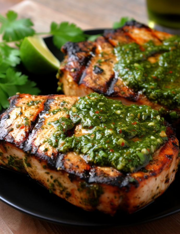 Ancho Chile Lime Grilled Swordfish Steaks with Cilantro Chimichurri