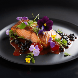 Grilled Salmon with Huckleberry and Wildflower Sauce Recipe