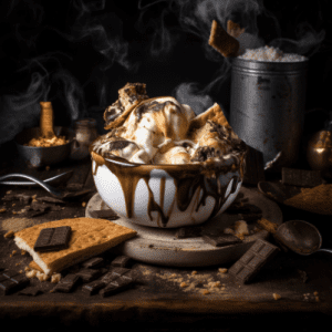 Homemade S’mores Ice Cream with Graham Cracker Chunks and Chocolate Swirls