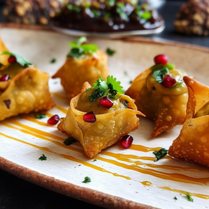Indian Spiced Samosa Poppers with Tamarind Chutney Drizzle