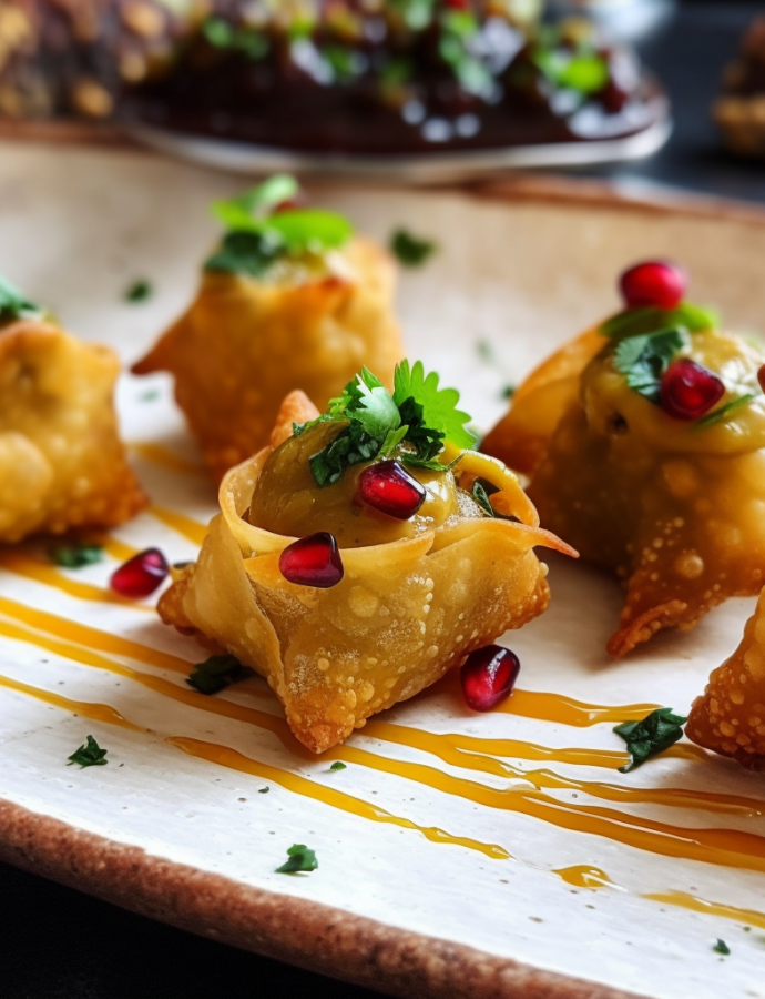 Indian Spiced Samosa Poppers with Tamarind Chutney Drizzle