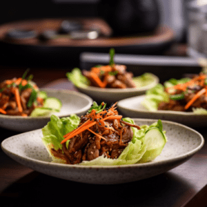 Korean Bulgogi Beef Lettuce Wraps with Tangy Kimchi Slaw