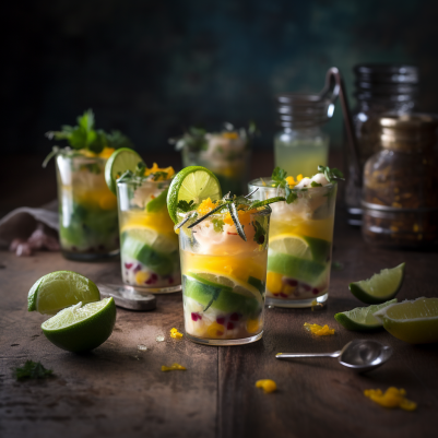 Peruvian Ceviche Shooters with Zesty Lime and Aji Amarillo