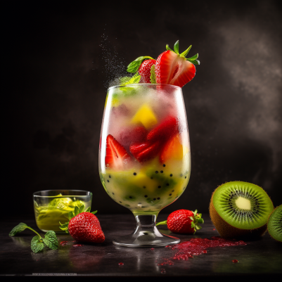 Strawberry Kiwi Lemonade with Ripe Strawberries, Tropical Kiwi, and Zesty Lemon