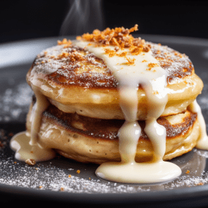 Cinnamon Roll Buttermilk Pancakes with Cream Cheese Glaze