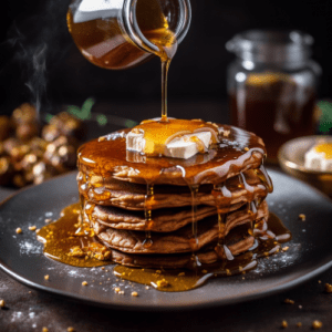 Gingerbread Buttermilk Pancakes with Spiced Molasses Syrup