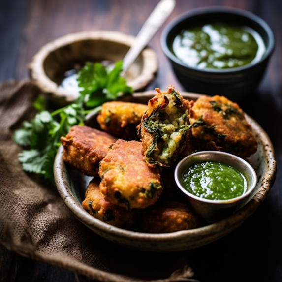 Indian Masala Vada (Spiced Lentil Fritters) with Nettle Chutney