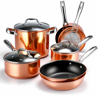 Pots and Pans Set, Cookware Set, Copper Pan Set, Nonstick Ceramic Coating, Saute Pan, Saucepan Stockpot with Lid, Fry Pan, Copper, 10pcs Rating: ⭐⭐⭐⭐⭐ (4.3 out of 5)