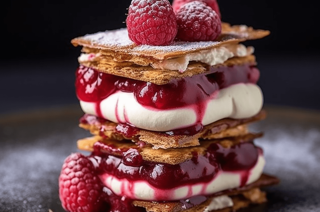 Raspberry Chocolate Mille-Feuille with Mascarpone Cream