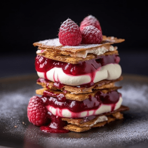 Raspberry Chocolate Mille-Feuille with Mascarpone Cream