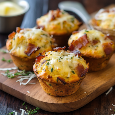 Savory Bacon and Cheese Breakfast Muffins with Chive Butter Spread