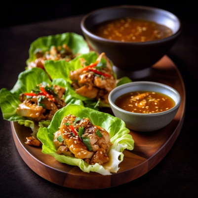 Thai Peanut Chicken Lettuce Wraps with Tangy Lime Ginger Sauce
