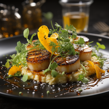 Saffron Seafood Risotto with Grilled Scallops
