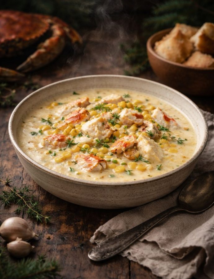 Dungeness Crab and Roasted Sweet Corn Winter Stew