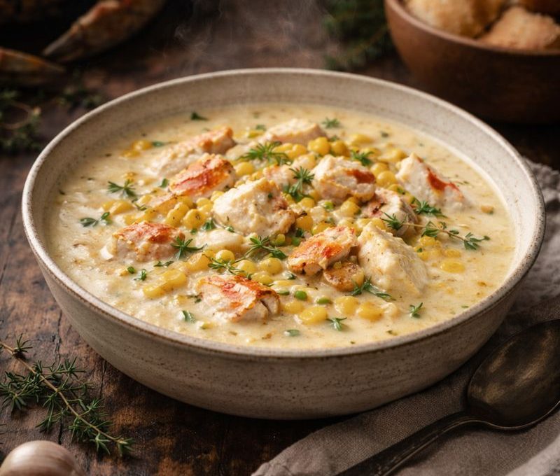 Dungeness Crab and Roasted Sweet Corn Winter Stew