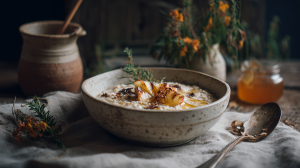 Ancient Einkorn Porridge with Honey, Citrus & Roasted Fall Apples