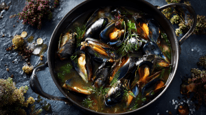 Penn Cove Mussels in White Wine with Evergreen Herbs